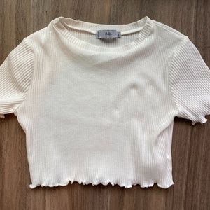 White Ribbed Crop Top